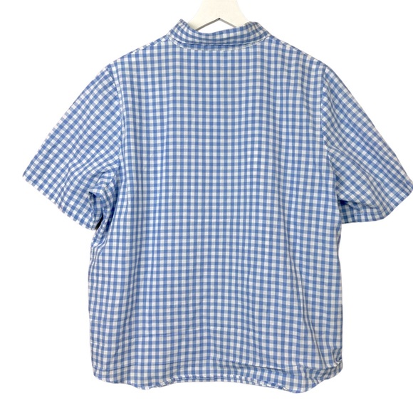 Vicki Wayne Short Sleeve Blue Gingham Button Down Shirt Women 16W - Picture 3 of 3